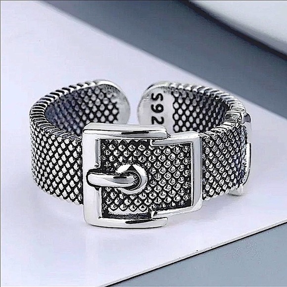 Sterling Silver Buckle Design Cuff Bracelet & Ring Bundle - Picture 5 of 8